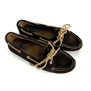 Sperry Top Sider Brown Suede Loafers Women’s Sz 8M